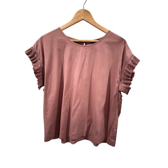 Express Mauve Blouse Pleated Cap Sleeve Size XL - Picture 1 of 6